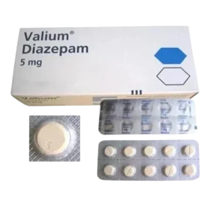 a box of Valium 5mg pills and a package of its pills